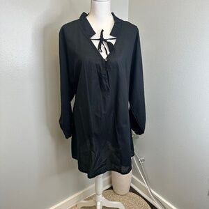 Eimeo Black Wilma Shirt Long Sleeve tunic dress/ Swim coverup